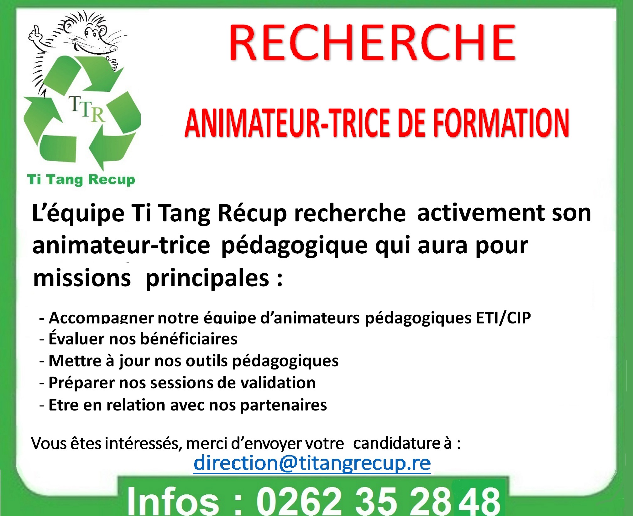 You are currently viewing Ti Tang Recup recherche un.e animateur.rice de formation